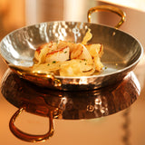 Mauviel M'ELITE B Hammered 5-Ply Round Pan With Brass Handles