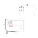 Mellier Modern Office Desk with Two Drawers and Side Storage, Compact Computer Workstation for Home Office or Study Room, Functional Desk with Spacious Top, Drawer Storage, and Side Shelving
