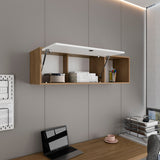 Sahara 47" Wide One-Door Wall Cabinet with Three Shelves and Pull-Up Door, Modern Storage Solution for Home Office, Living Room, Kitchen, and Garage, Stylish and Space-Saving Wall-Mounted Cabinet with White and Natural Oak Finish
