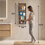 Mila Bathroom Cabinet with Single-Door Compartment, Two Interior Shelves, Dual External Open Shelves and Space-Saving Wall Design for Organized Storage, Daily Essentials Access and Modern Bathroom Convenience