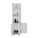 Tuhome Malibu 62" Tall Double Door Corner Linen Cabinet with Four Spacious Shelves, Freestanding Vertical Storage Tower for Towels Toiletries and Bathroom Essentials, Modern Space-Saving Organizer Unit