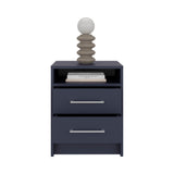 TUHOME Eter Nightstand with Superior Top Shelf, Open Storage Compartment and Two Drawers, Minimalist Modern Bedside Table for Bedrooms or Living Spaces, Functional Organizer for Books, Gadgets and Everyday Nighttime Essentials