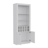 Nero 74-Inch Tall Bar Cabinet with Glass Holder Stemware Rack, 4 Shelves, 10-Bottle Wine Cubbies and Multi-Use Storage, Modern Liquor Cabinet and Home Bar Unit for Organized Display and Sophisticated Entertainment