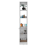 Parks Linen Bathroom Storage Cabinet with One Door and Six Shelves, Tall Freestanding Organizer for Bathroom, Living Room or Kitchen, Multi-Purpose Slim Storage Tower for Towels, Toiletries, Pantry Items and Household Organization