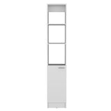 Parks Linen Bathroom Storage Cabinet with One Door and Six Shelves, Tall Freestanding Organizer for Bathroom, Living Room or Kitchen, Multi-Purpose Slim Storage Tower for Towels, Toiletries, Pantry Items and Household Organization