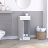 TUHOME Madrid 16" Bathroom Vanity with Single Door Storage, Resin Sink, Compact Base Cabinet, Modern Space-Saving Vanity for Small Bathrooms and Efficient Organization