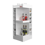 TUHOME Lyman 46" Tall Corner Bar Cabinet with Fourteen Wine Bottle Cubbies and Three-Tier Storage, Space-Saving Liquor Cabinet for Living Room or Dining Room, Modern Home Bar Organizer with Open Shelves and Contemporary Design