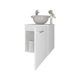 Clyde 18" Floating Vanity with One-Door Cabinet, Porcelain Vessel Sink, Open Shelf for Bathroom Storage, Modern Space-Saving Design, Ideal for Small Bathrooms and Powder Rooms, Maximizing Functionality and Style