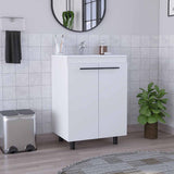 Tuhome Khari 24" Floor Cabinet with Double Doors, Two Shelves, Adjustable Legs, Modern Storage Solution for Bathroom