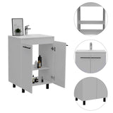 Tuhome Khari 24" Floor Cabinet with Double Doors, Two Shelves, Adjustable Legs, Modern Storage Solution for Bathroom