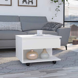 Luanda Lift-Top Coffee Table with Concealed Storage Compartment, Lower Open Shelf, Smooth-Lifting Mechanism and Locking Casters for Mobile Living Room Convenience, Modern Organization and Versatile Everyday Functionality
