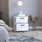 Tuhome Trivor 2-Drawer Nightstand with Spacious Storage, Modern Bedside Table with Metal Handles, Compact Design for Bedrooms and Small Spaces, Functional Nightstand with Superior Top for Essentials and Daily Use
