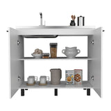 Napoles 2 Utility Sink with Cabinet, Stainless Steel Countertop, Interior Shelf