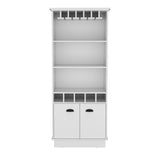 Dundee 70-Inch High Bar Cabinet with 10 Glass Slots, 5 Bottle Cubbies, 3 Open Shelves and Lower Storage Cabinet for Home Bar, Living Room or Dining Room Organization and Beverage Display