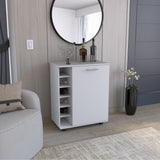 TUHOME Wick Bar Cart with Integrated Wine Storage, Spacious Interior Cabinet, Smooth-Rolling Casters and Expansive Top Platform Offering Mobile Home Entertainment, Modern Organization and Functional Hosting Convenience