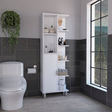 TUHOME Crovie Linen 63-Inch Bathroom Cabinet with Seven Open Shelves, Tall Space-Saving Linen Storage Unit for Towels, Toiletries and Essentials, Modern Vertical Organizer for Compact and Stylish Bathroom Environments