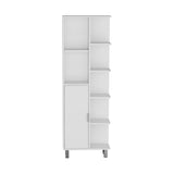 TUHOME Crovie Linen 63-Inch Bathroom Cabinet with Seven Open Shelves, Tall Space-Saving Linen Storage Unit for Towels, Toiletries and Essentials, Modern Vertical Organizer for Compact and Stylish Bathroom Environments