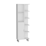 TUHOME Crovie Linen 63-Inch Bathroom Cabinet with Seven Open Shelves, Tall Space-Saving Linen Storage Unit for Towels, Toiletries and Essentials, Modern Vertical Organizer for Compact and Stylish Bathroom Environments