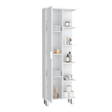 TUHOME Crovie Linen Bathroom Cabinet with Four Open Shelves, Tall Space-Saving Vertical Storage Unit for Towels, Toiletries and Essentials, Modern 63-Inch High Organizer Designed for Fresh, Functional Bathroom Decor
