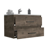 Praga Floating Vanity Sink with Two Storage Drawers, Wall-Mounted Space-Saving Design, Modern Handles and Integrated Basin for Enhanced Bathroom Organization, Contemporary Style and Everyday Convenience