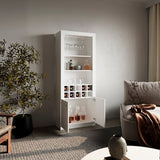Nero 74-Inch Tall Bar Cabinet with Glass Holder Stemware Rack, 4 Shelves, 10-Bottle Wine Cubbies and Multi-Use Storage, Modern Liquor Cabinet and Home Bar Unit for Organized Display and Sophisticated Entertainment