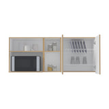 Corinto 59" Wide Two-Door Wall Cabinet with Four Open Shelves and Removable Drying Dish Rack, Wall Mounted Storage Cabinet for Kitchen, Garage, Laundry Room, Mudroom and Home Organization