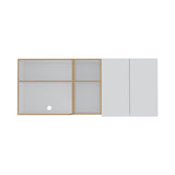 Corinto 59" Wide Two-Door Wall Cabinet with Four Open Shelves and Removable Drying Dish Rack, Wall Mounted Storage Cabinet for Kitchen, Garage, Laundry Room, Mudroom and Home Organization