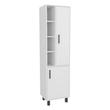 Stanton Tall Storage Cabinet with Two Doors and Three Open Shelves, Freestanding Vertical Organizer for Towels, Toiletries, and Cleaning Supplies, Perfect for Bathrooms, Laundry Rooms, and Utility Spaces