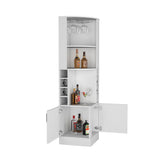 Kava Being Corner Bar Cabinet with Glass Rack, Double-Door Storage Cabinet, Built-In Eight-Bottle Wine Rack, Modern Corner Liquor Cabinet for Living Room, Home Bar, Kitchen or Dining Room Organization