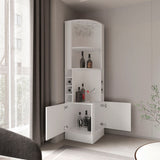 Kava Being Corner Bar Cabinet with Glass Rack, Double-Door Storage Cabinet, Built-In Eight-Bottle Wine Rack, Modern Corner Liquor Cabinet for Living Room, Home Bar, Kitchen or Dining Room Organization