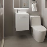 Saju 15.7" Floating Vanity with Resin Sink, One-Door Cabinet, and Open Shelf for Modern Bathroom Storage, Space-Saving Design for Small Bathrooms, Powder Rooms, and Tight Spaces, Ideal for Contemporary Interiors