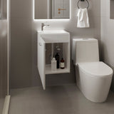 Saju 15.7" Floating Vanity with Resin Sink, One-Door Cabinet, and Open Shelf for Modern Bathroom Storage, Space-Saving Design for Small Bathrooms, Powder Rooms, and Tight Spaces, Ideal for Contemporary Interiors
