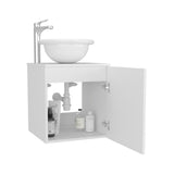 Clyde 18" Floating Vanity with One-Door Cabinet, Porcelain Vessel Sink, Open Shelf for Bathroom Storage, Modern Space-Saving Design, Ideal for Small Bathrooms and Powder Rooms, Maximizing Functionality and Style