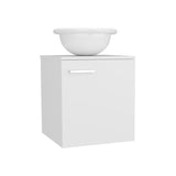Clyde 18" Floating Vanity with One-Door Cabinet, Porcelain Vessel Sink, Open Shelf for Bathroom Storage, Modern Space-Saving Design, Ideal for Small Bathrooms and Powder Rooms, Maximizing Functionality and Style