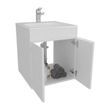 Meka Wall-Mounted Bathroom Vanity Console Modern Design Featuring Two Access Doors and Integrated Resin Sink Ample Concealed Storage Solution Perfect for Optimizing Space in Smaller Bathrooms