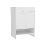 Lorenzo Free-Standing Bathroom Vanity Console Featuring Sleek Finish Design and Spacious Storage Functionality with Four Pull-Out Utility Drawers and Two Open Shelves for Optimized Organization