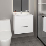 Hatta Modern Bathroom Vanity with Sleek Finish and Ample Storage Featuring One Concealed Cabinet Door Two Functional Pull-Out Drawers and One Open Lower Shelf Perfect Design for Optimized Utility