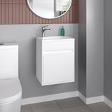 Furman Wide Floating Bathroom Vanity with Resin Sink, Wall-Mounted Design, One-Door Cabinet for Storage, Compact 18" Vanity for Modern Bathrooms