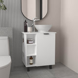 Allegra Vessel Sink Vanity with One Door Storage and Open Shelves Freestanding Bathroom Cabinet Compact Modern Vessel Basin Organizer Small Space Storage Solution
