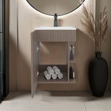Colton Free-Standing Bathroom Vanity with One-Door Cabinet and Open Shelf, Modern Compact Sink Cabinet with Light Grey Wood Finish, Ideal for Small Bathrooms and Powder Rooms, Space-Saving Storage Solution