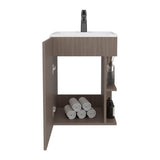 Colton Free-Standing Bathroom Vanity with One-Door Cabinet and Open Shelf, Modern Compact Sink Cabinet with Light Grey Wood Finish, Ideal for Small Bathrooms and Powder Rooms, Space-Saving Storage Solution