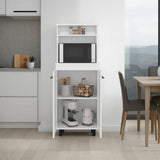Alani Freestanding Kitchen Sideboard and Microwave Stand with Two-Door Cabinet with Interior Storage Shelves, One Upper Shelf and Compact Countertop