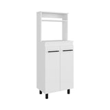 Alani Freestanding Kitchen Sideboard and Microwave Stand with Two-Door Cabinet with Interior Storage Shelves, One Upper Shelf and Compact Countertop