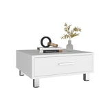 TUHOME Modern Coffee Table with Single Storage Drawer and Four Stable Legs Offering Practical Organization, Contemporary Design, Functional Superior Top Surface and Durable Engineered Wood Construction for Living Room Spaces