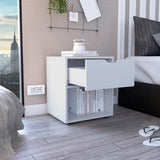 TUHOME Aberdeen 19.7-Inch High Nightstand with Central Drawer, Open Bottom Storage Compartment and Versatile Top Surface, Modern Engineered Wood Bedside for Organized Bedrooms