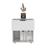 TUHOME Aberdeen 19.7-Inch High Nightstand with Central Drawer, Open Bottom Storage Compartment and Versatile Top Surface, Modern Engineered Wood Bedside for Organized Bedrooms