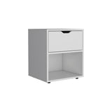 TUHOME Aberdeen 19.7-Inch High Nightstand with Central Drawer, Open Bottom Storage Compartment and Versatile Top Surface, Modern Engineered Wood Bedside for Organized Bedrooms