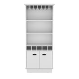 Dundee 70-Inch High Bar Cabinet with 10 Glass Slots, 5 Bottle Cubbies, 3 Open Shelves and Lower Storage Cabinet for Home Bar, Living Room or Dining Room Organization and Beverage Display