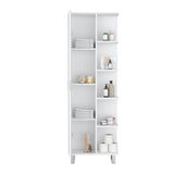 TUHOME Crovie Linen Bathroom Cabinet with Four Open Shelves, Tall Space-Saving Vertical Storage Unit for Towels, Toiletries and Essentials, Modern 63-Inch High Organizer Designed for Fresh, Functional Bathroom Decor