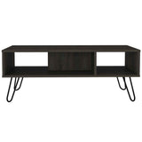 Tuhome Vassel Coffee Table with Hairpin Legs, Two Open Shelves, Stylish Espresso Finish, Ideal for Living Room or Home Office
